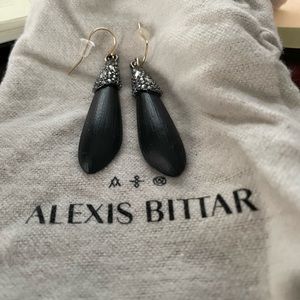 Alexis Bittar Crystal encrusted capped wired earrings. Alexis Bittar with box.